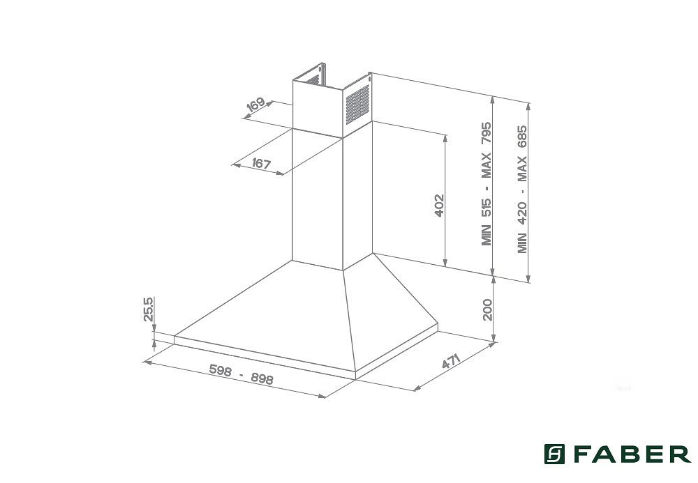 Απορροφητήρας Τζάκι Faber Value PB 4 2L X A90 Inox 90 cm
