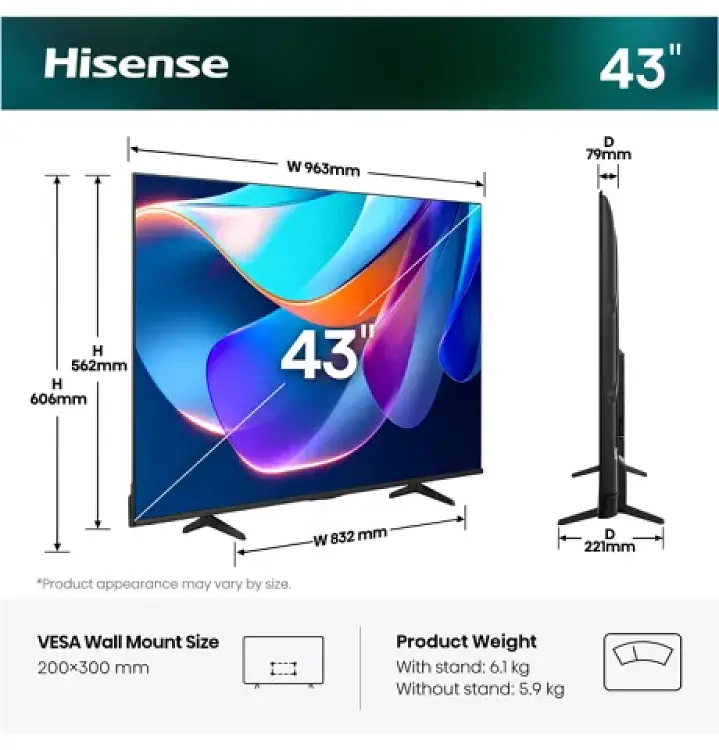 TV Hisense 43A6S 43'' Smart 4K LED