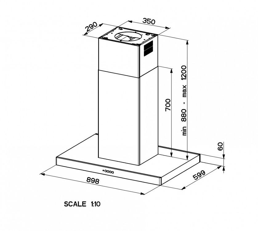 Απορροφητήρας Νησίδα Faber Stilo Comfort Isola A90 Μαύρο Ματ 90 cm B