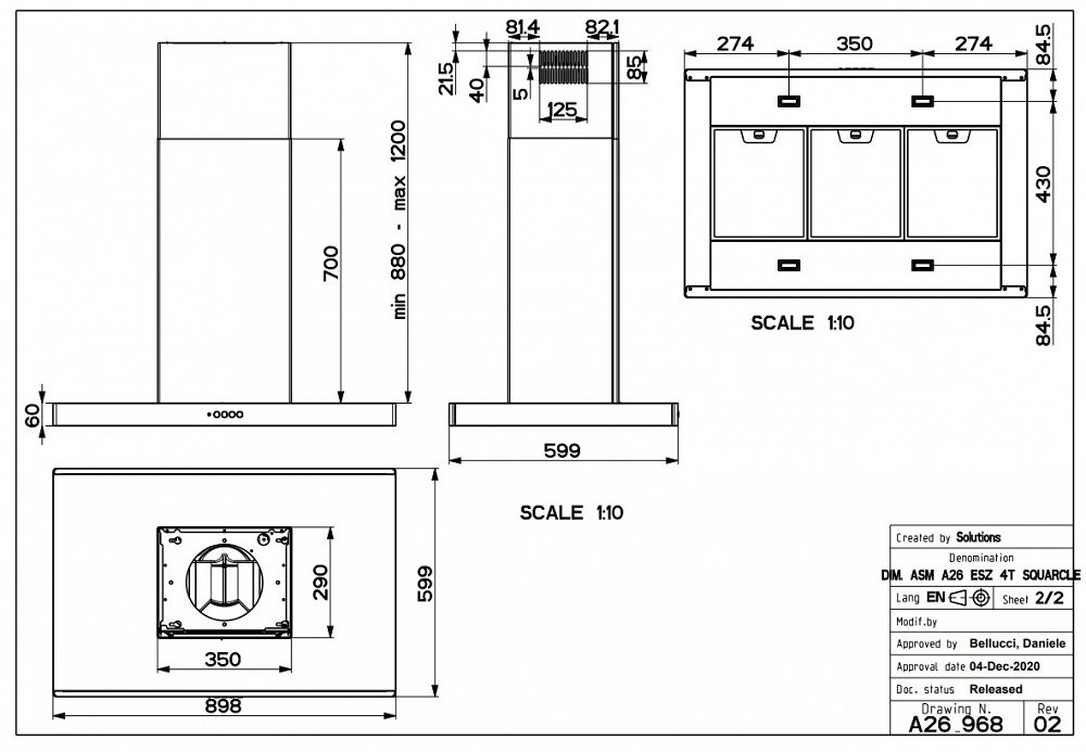 Απορροφητήρας Νησίδα Faber Stilo Comfort Isola A90 Μαύρο Ματ 90 cm B