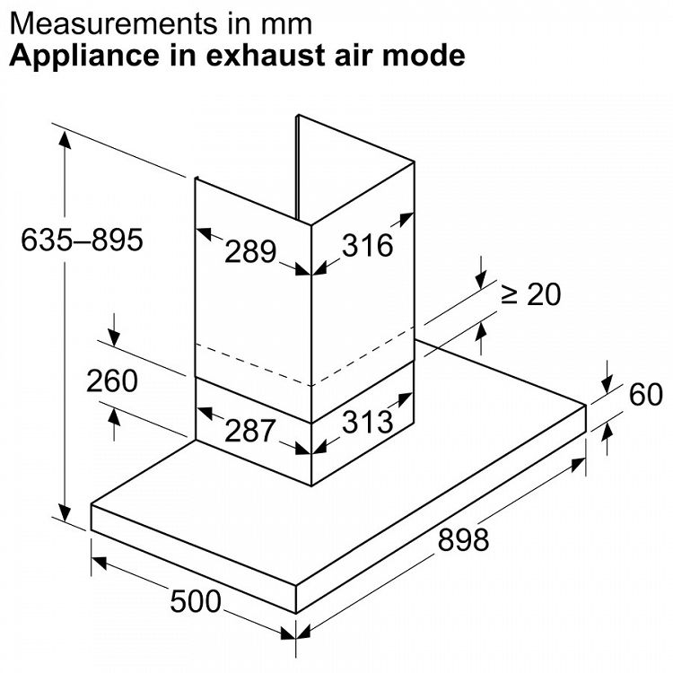 Απορροφητήρας Τζάκι Bosch DWB95CC30 Metal Look 90 cm B