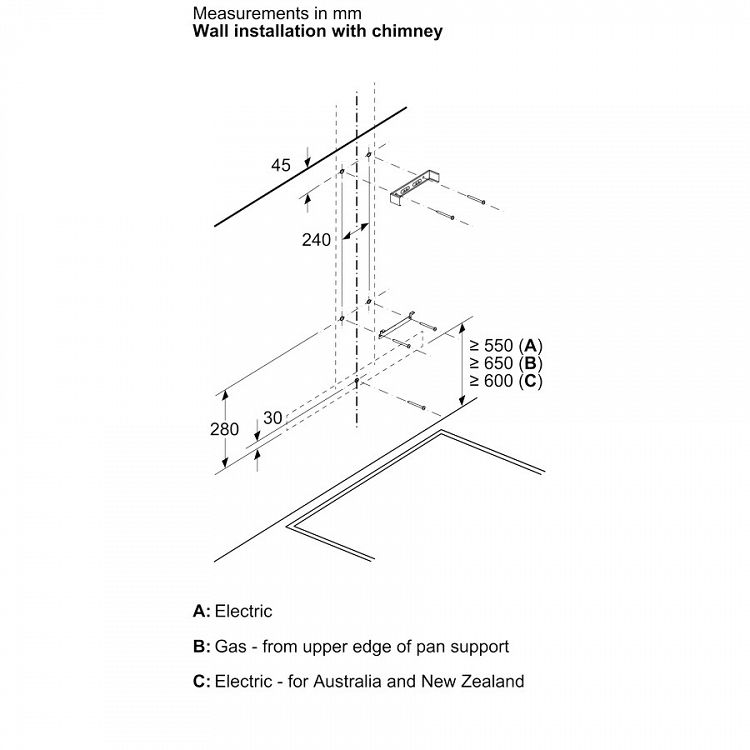 Απορροφητήρας Τζάκι Bosch DWB95CC30 Metal Look 90 cm B