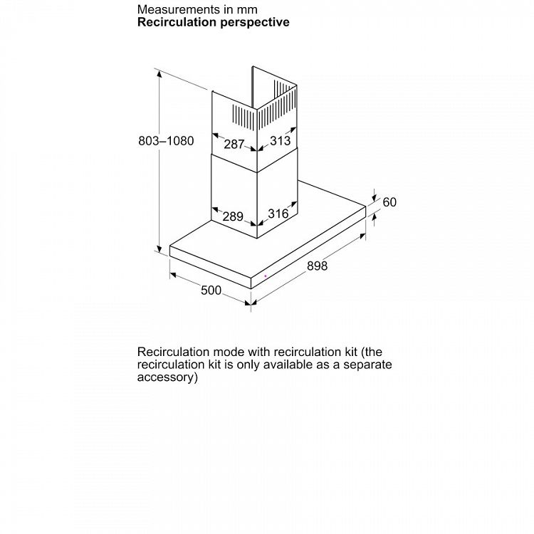 Απορροφητήρας Τζάκι Bosch DWB95CC30 Metal Look 90 cm B