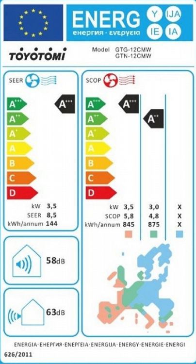 A/C Toyotomi Gosai GTN/GTG-12CMW 12000Btu