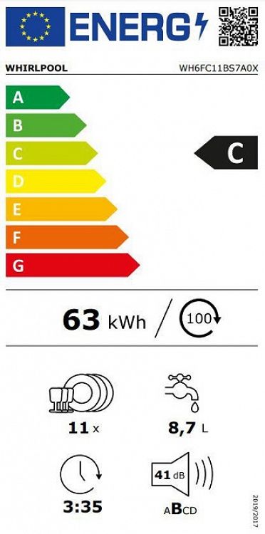 Πλυντήριο Πιάτων Whirlpool WH6FC11BS7A0X Inox 45 cm C