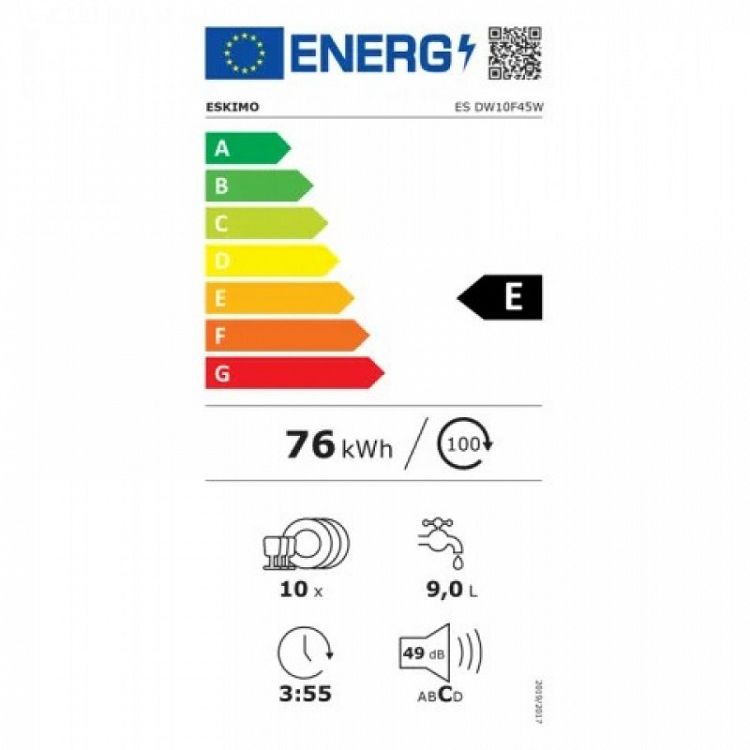 Πλυντήριο Πιάτων Eskimo ES DW10F45W Λευκό 45 cm E