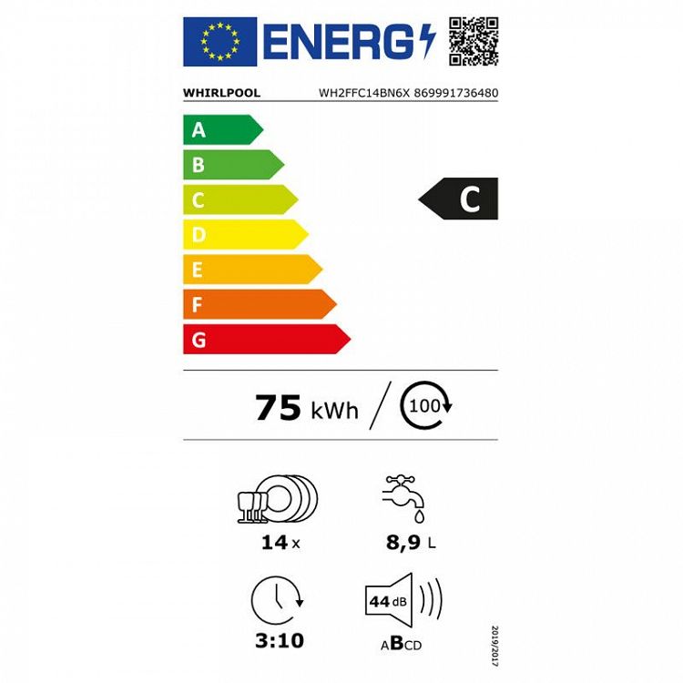 Πλυντήριο Πιάτων Whirlpool WH2FFC14BN6X Inoc 60 cm C