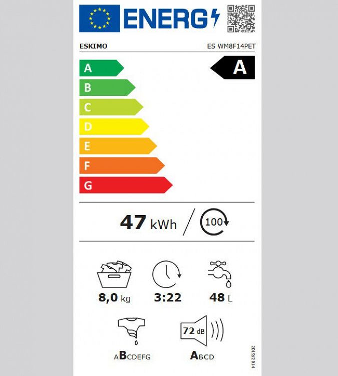 Πλυντήριο Ρούχων Eskimo ES WM9F14PET 9 kg A