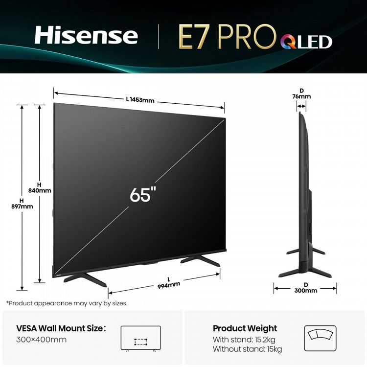 TV Hisense 65E7Q PRO 65'' Smart 4K