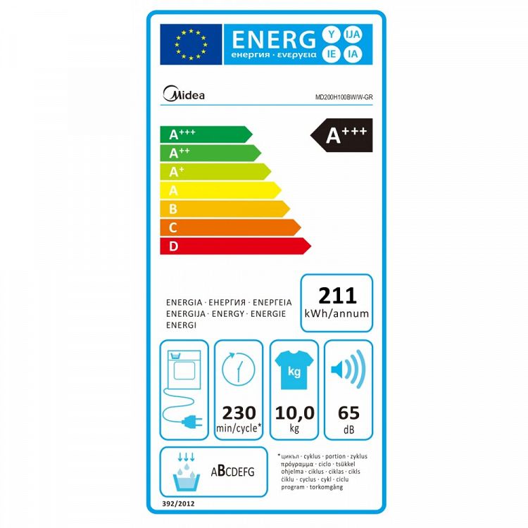 Στεγνωτήριο Ρούχων Midea MD200H100BW/W-GR 10 kg C