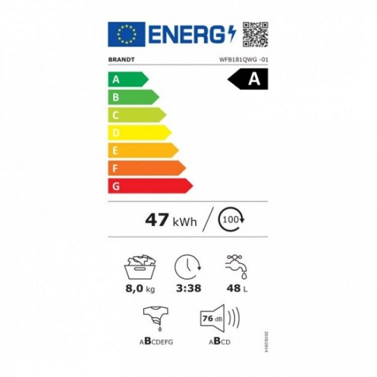 Πλυντήριο Ρούχων Brandt FL WFB181QWG 8 kg A