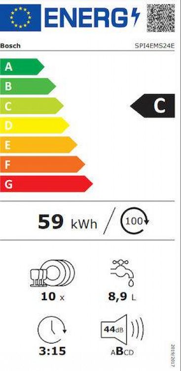 Πλυντήριο Πιάτων Bosch SPI4EMS24E Inox 45 cm C