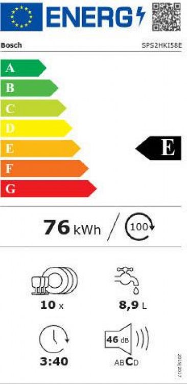 Πλυντήριο Πιάτων Bosch SPS2HKI58E Inox 45 cm Ε