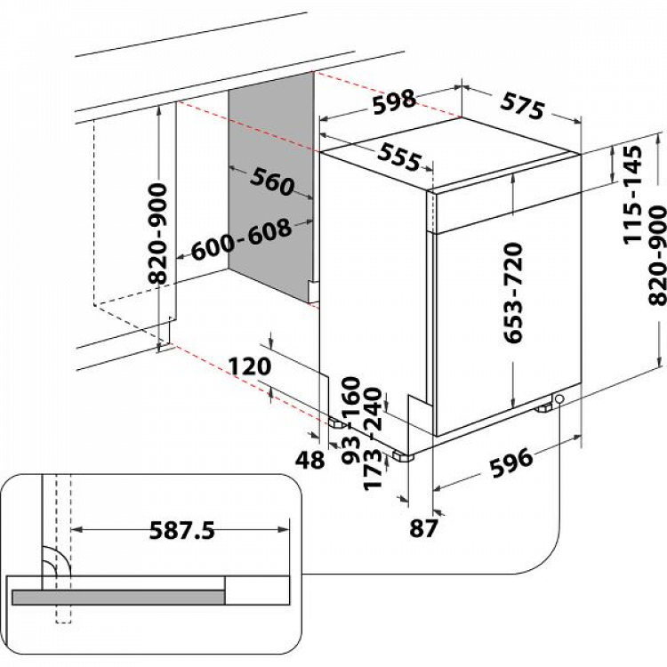 Εντοιχιζόμενο Πλυντήριο Πιάτων Whirlpool WBC 3C34 PF X
