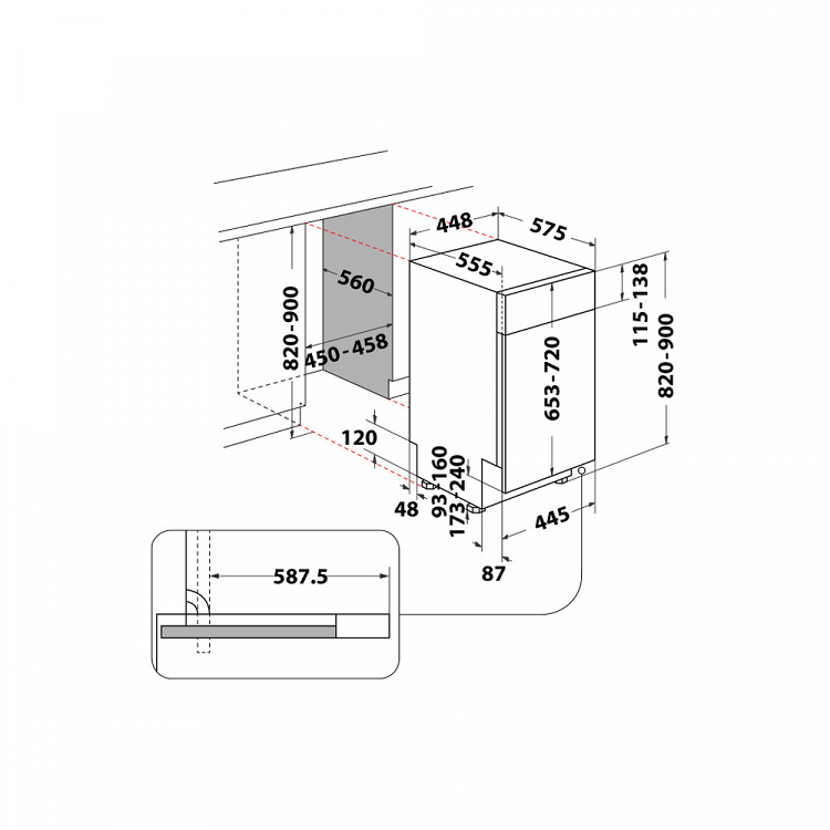 Πλυντήριο Πιάτων Whirlpool WH6PB10BS7A0 45 cm B
