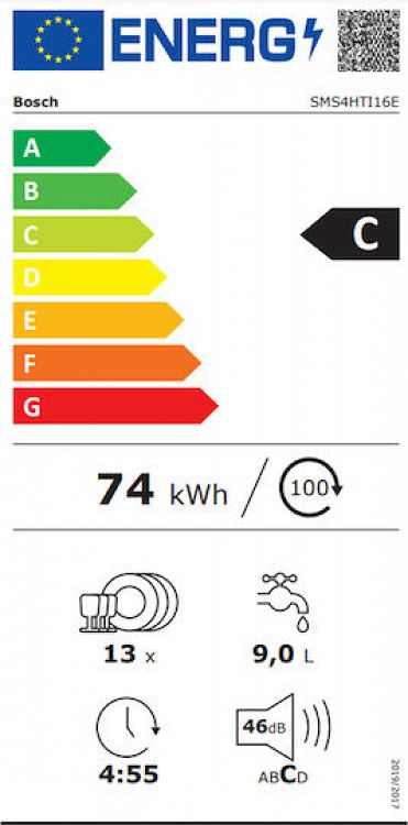 Πλυντήριο Πιάτων Bosch SMS4HTI16E anti-fingerprint 60 cm C